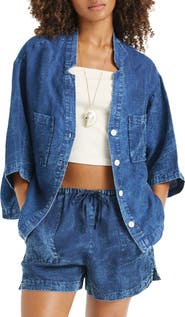 Vitamin A® Jaida Organic Cotton & Linen Denim Cover-Up Shirt