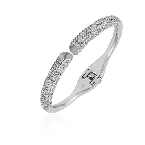 Vince Camuto Pave Hinge Bangle Bracelet In Silver