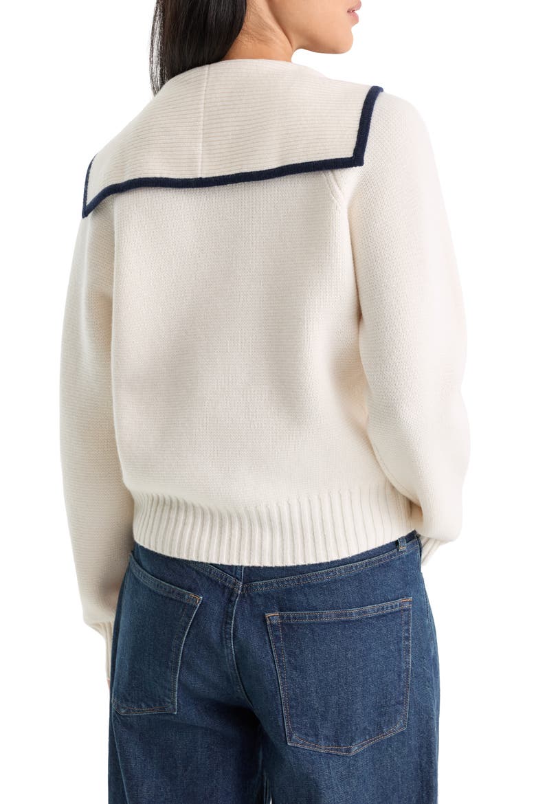 Sailor Zip Cardigan, Alternate, color, CHALK