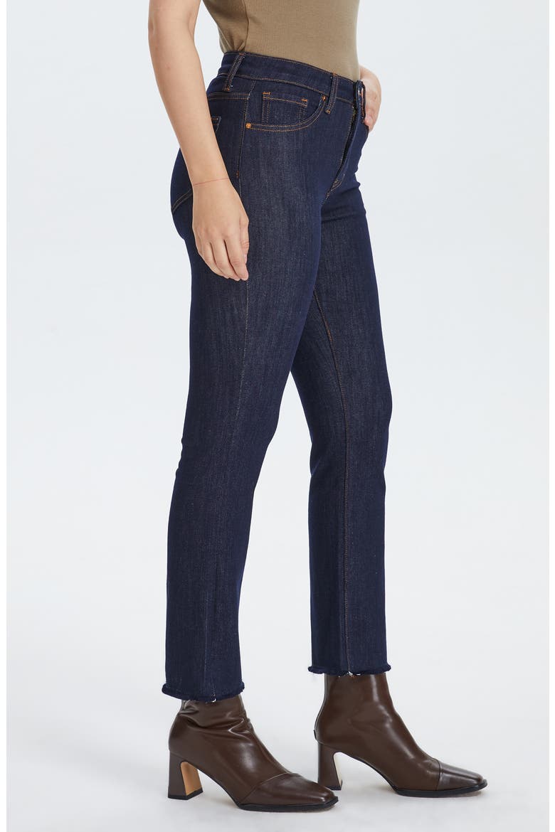 Raw Hem Mid Rise Ankle Straight Leg Jeans, Alternate, color, DARK BLUE