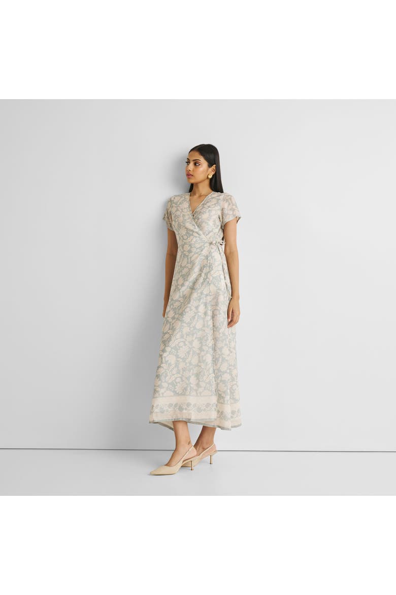 Maxi Floral Wrap Dress, Alternate, color, Vintage Bouquet Blue