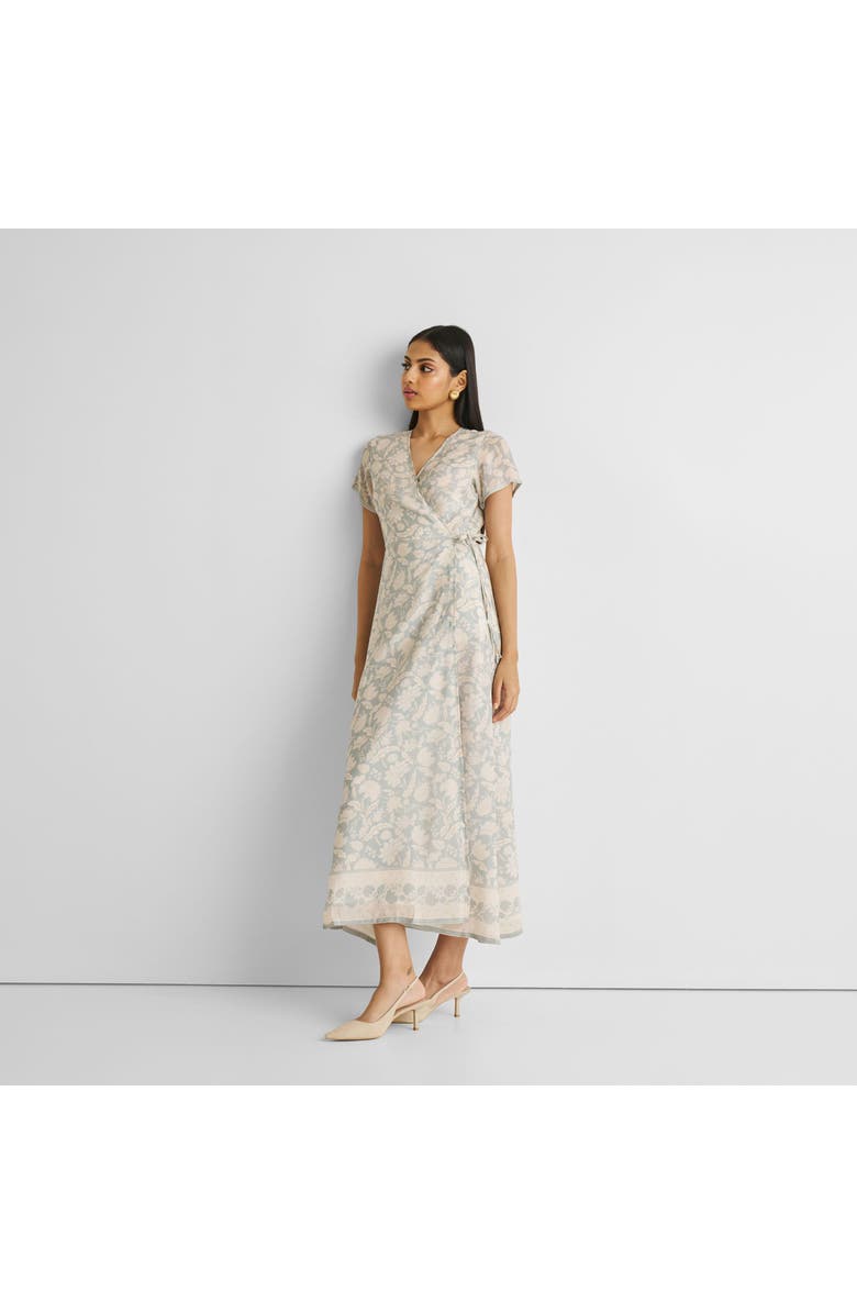 Reistor Maxi Floral Wrap Dress, Alternate, color, Vintage Bouquet Blue