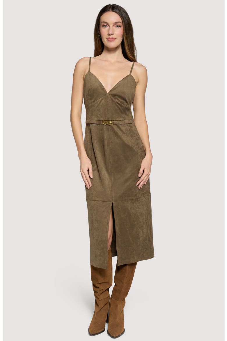 Urban Fall Faux Suede Midi Dress, Alternate, color, OLIVE