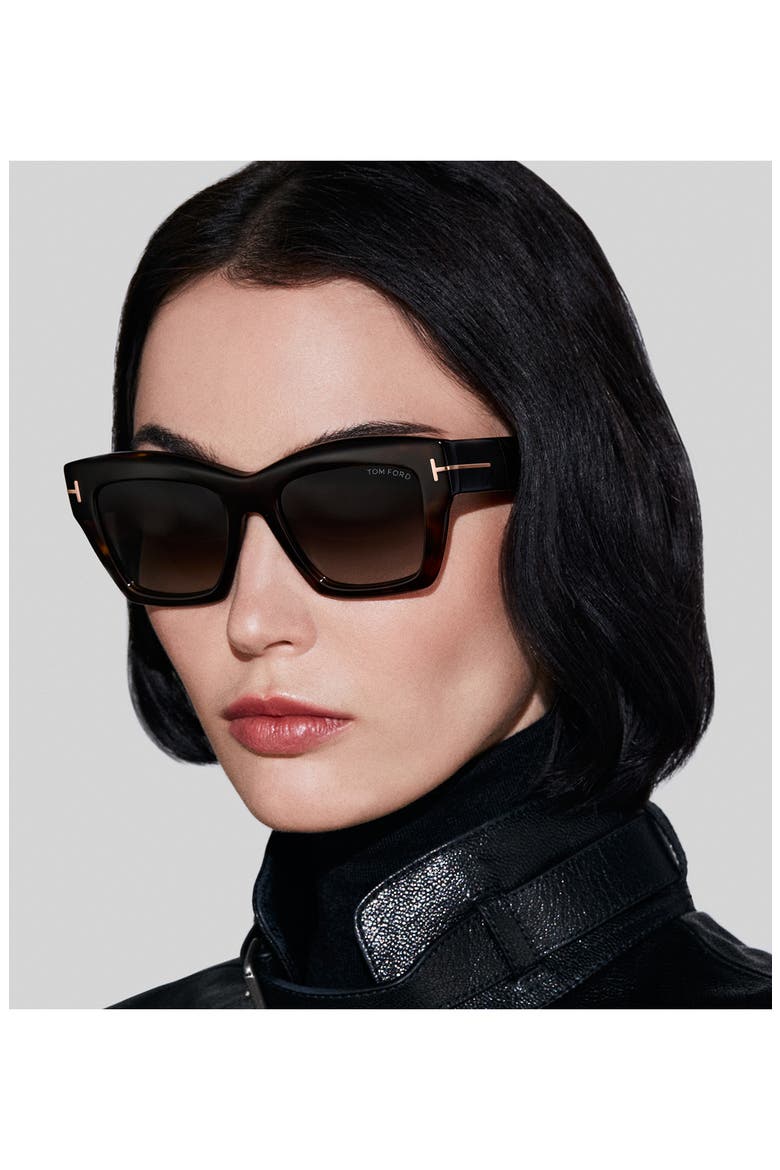 Luna 52mm Gradient Butterfly Sunglasses, Alternate, color, DARK HAVANA ECO / T LOGO