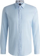 BOSS Stretch Linen Blend Button Down Shirt
