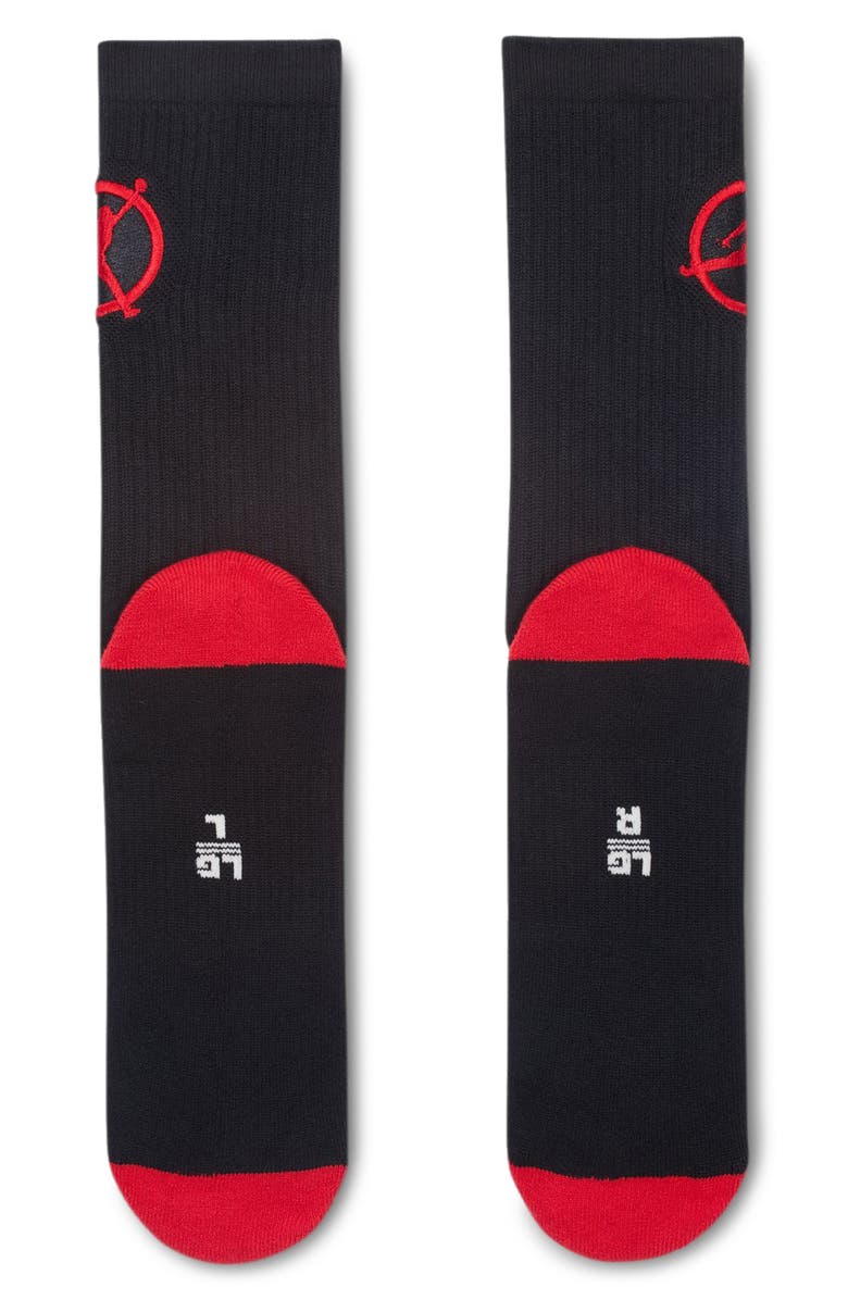 Jordan Cushioned Crew Socks, Alternate, color, Black/ University Red/ Red