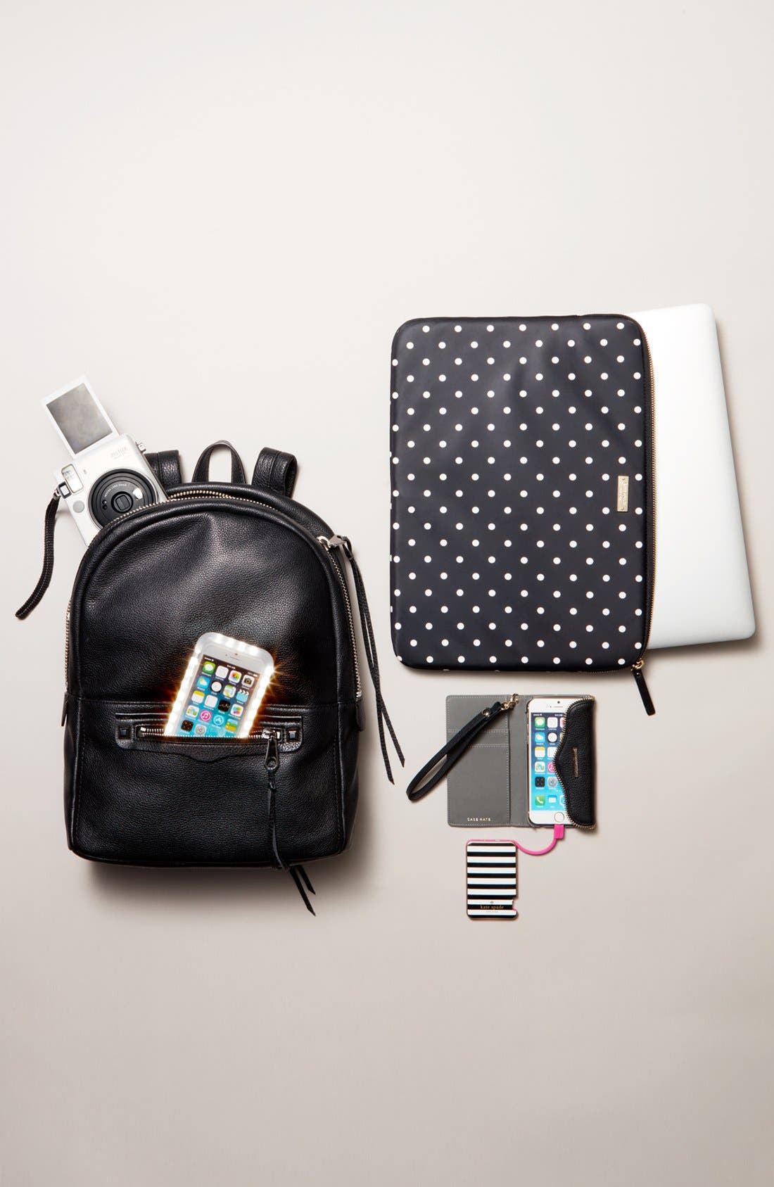 'Always On Regan' Leather Backpack, Alternate, color, BLACK/ SILVER HRDWR