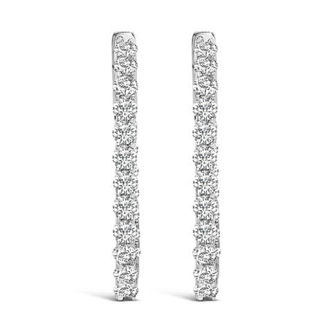 14K Gold 1.0 Cttw Oval Lab Grown Diamond Hoop Earrings
