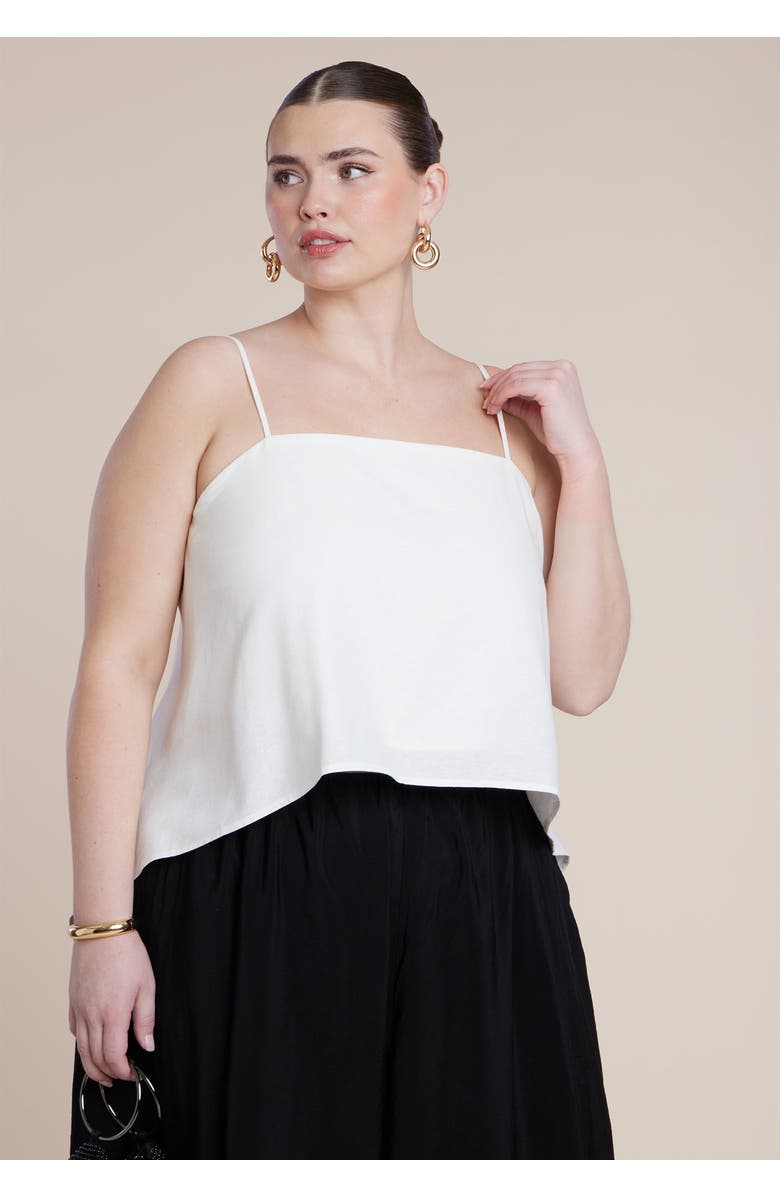 ELOQUII Cascading Linen Crop Top, Main, color, Coconut Milk
