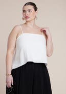 ELOQUII Cascading Linen Crop Top