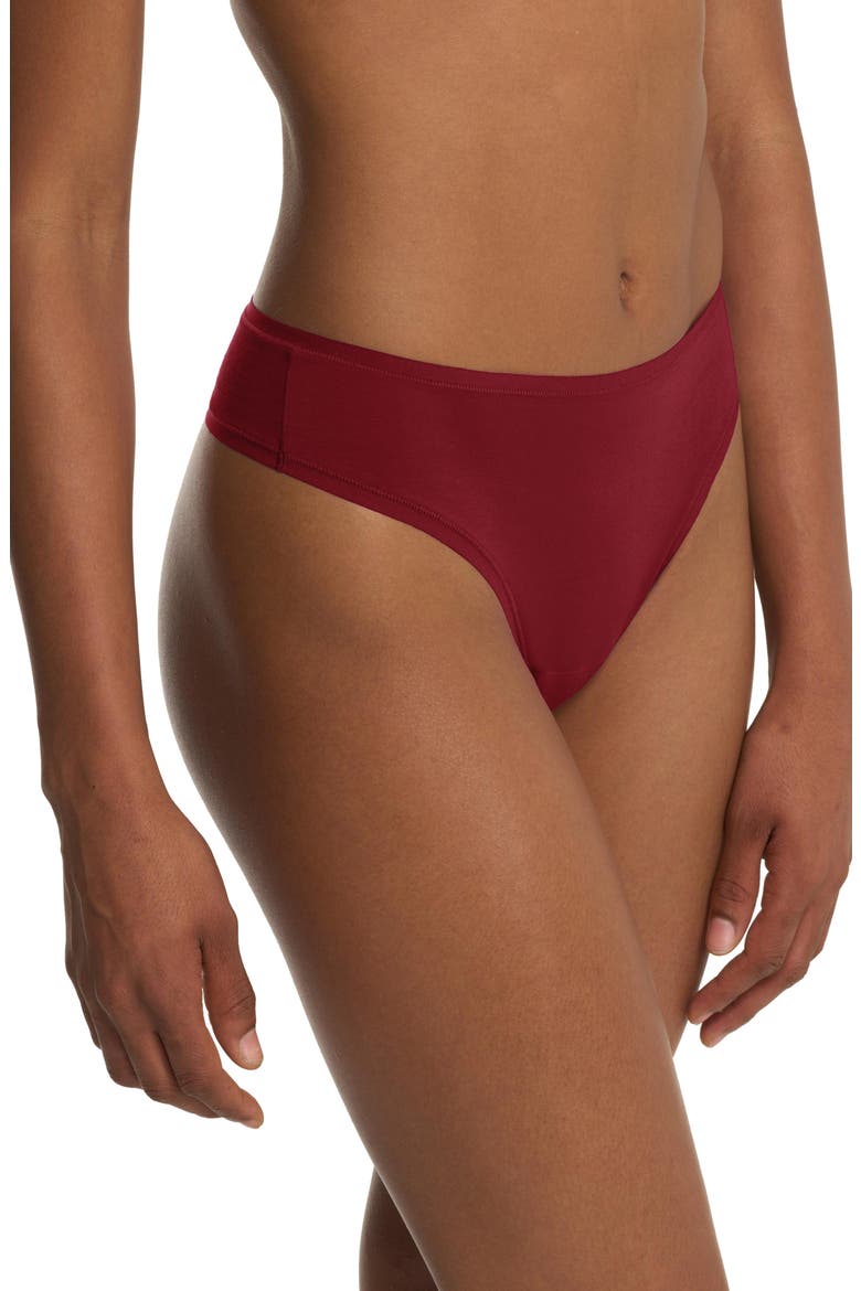 Bliss Bare Cotton Thong, Alternate, color, DK RED
