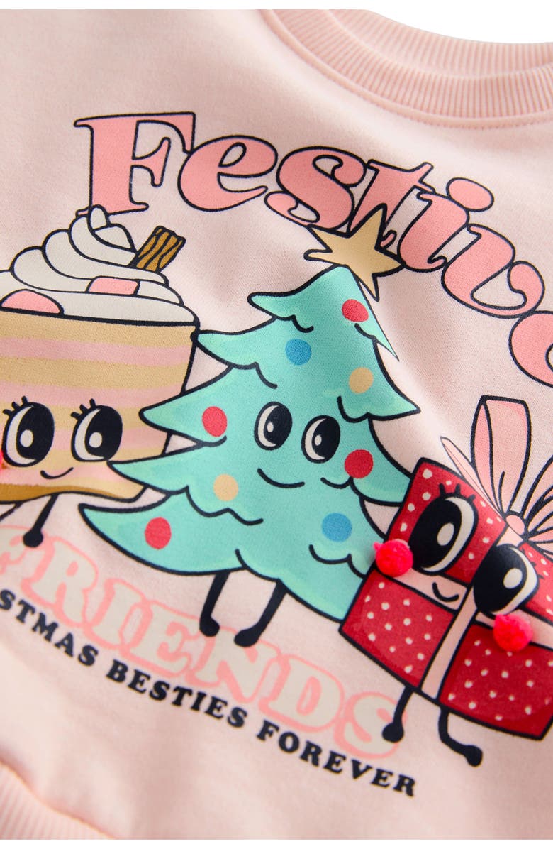 NEXT Kids' Festive Graphic Cotton Blend Sweatshirt, Alternate, color, Cream