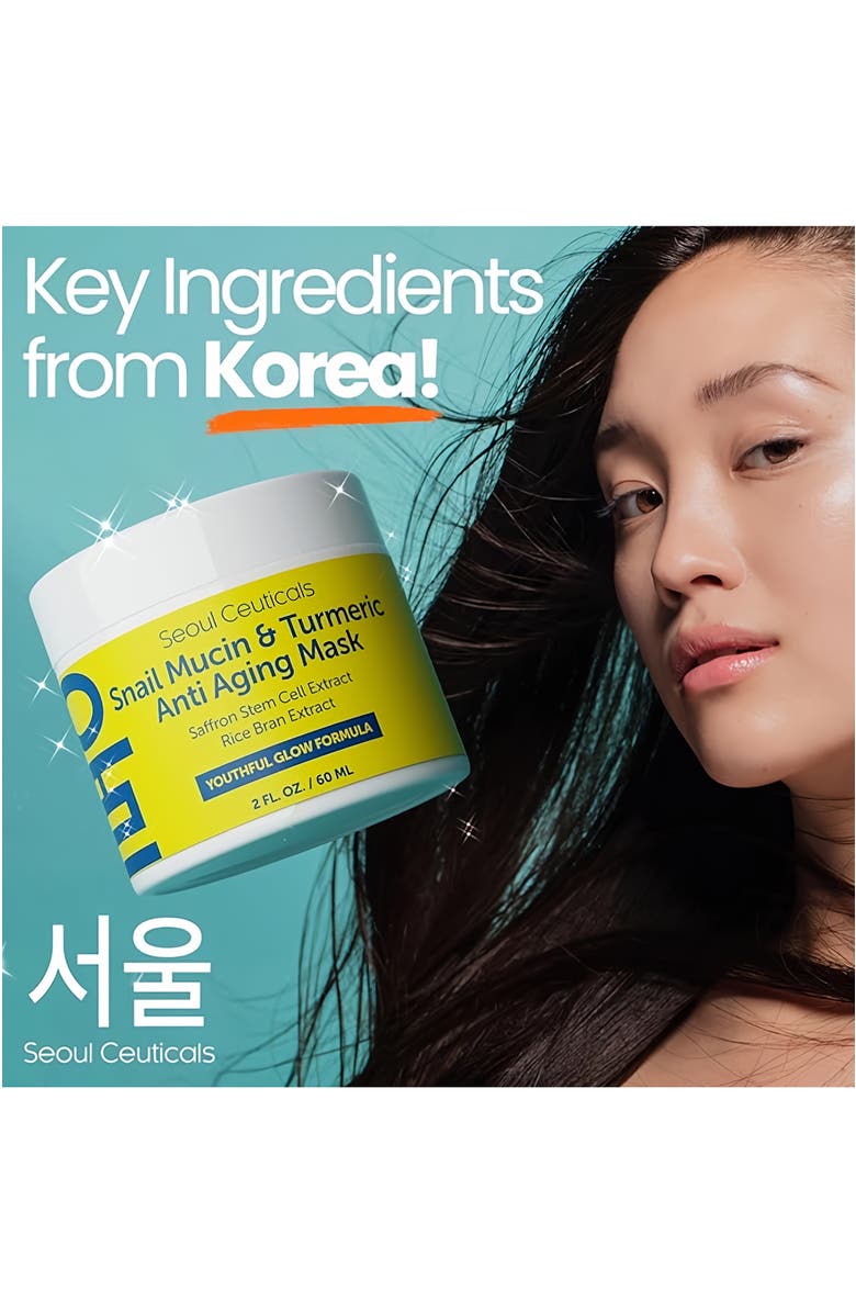 Seoul Ceuticals Korean Skincare Snail Mucin & Turmeric Anti Aging Mask, Alternate, color, Clear