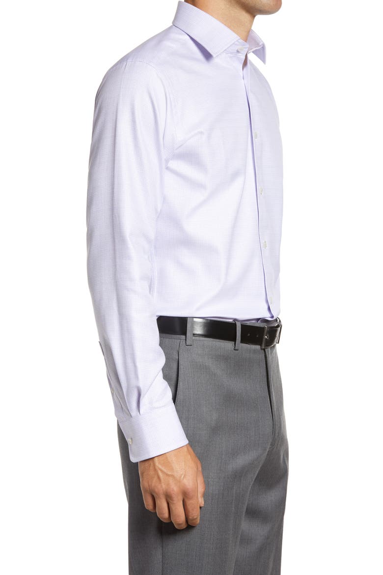 Trim Fit Plaid Dress Shirt, Alternate, color, WHITE/LILAC