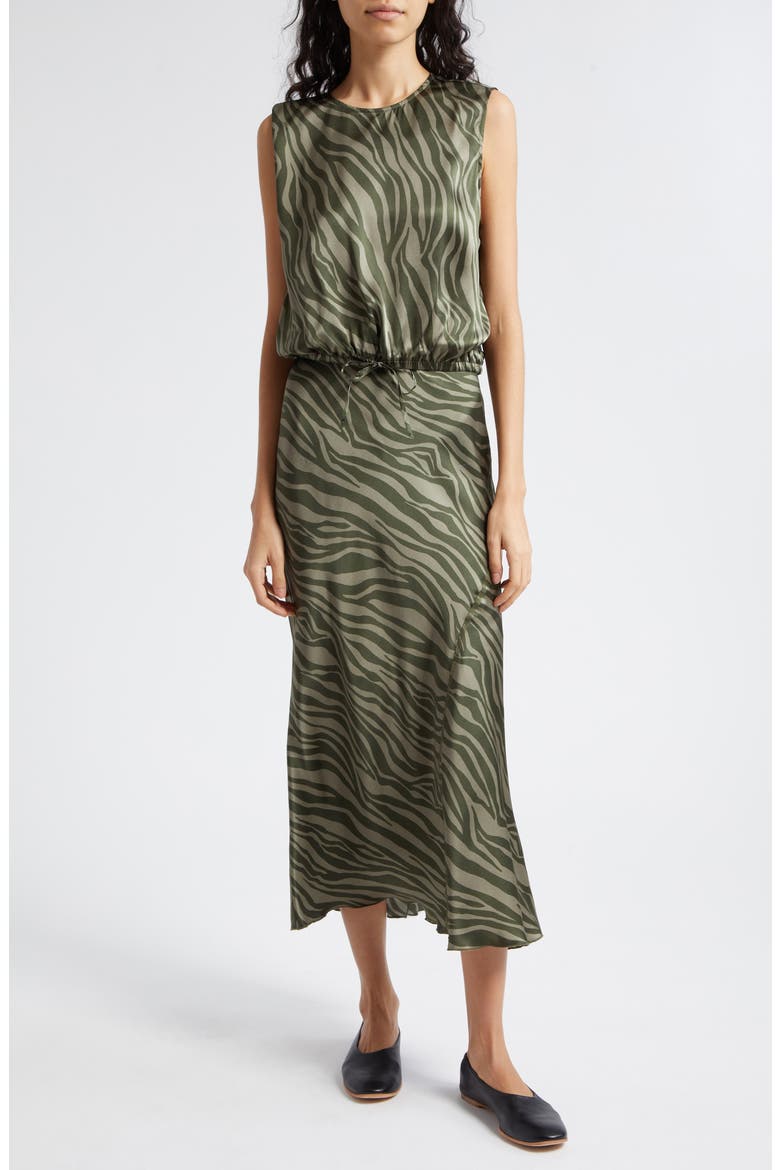 Zebra Stripe Silk Charmeuse Top, Alternate, color, ARMY COMBO