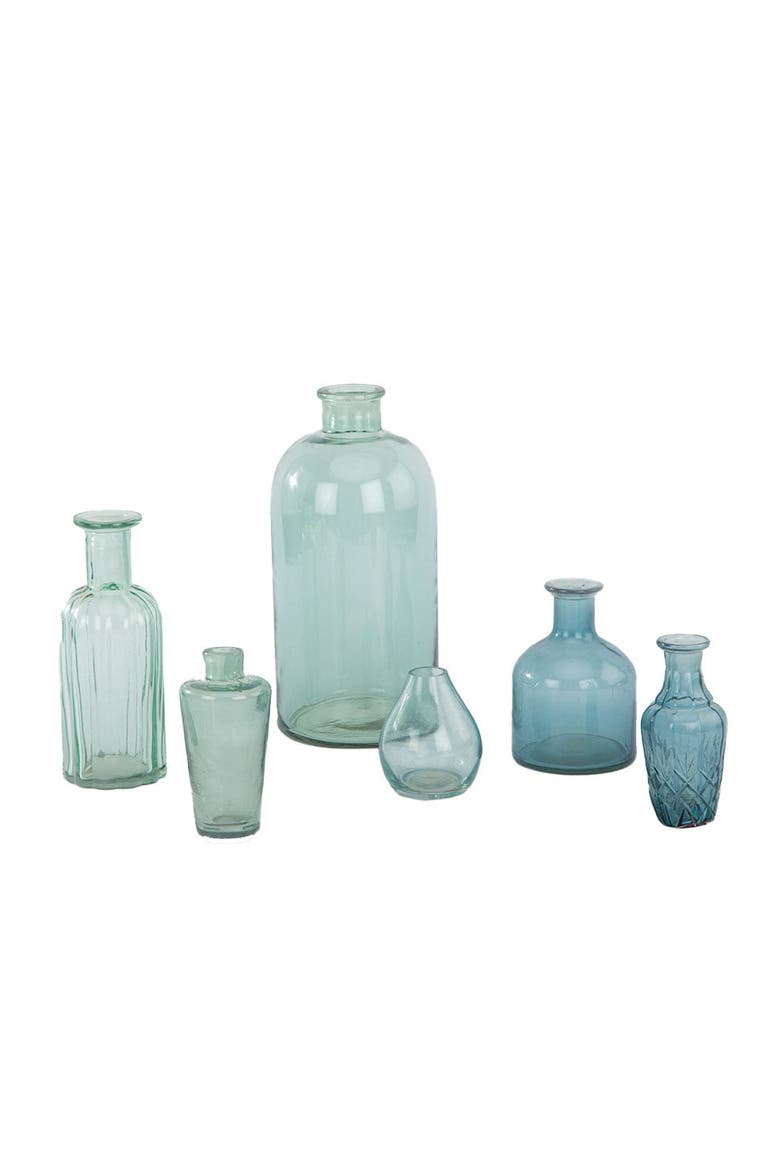 Assorted Blue and Green Glass Bud Vases, Main, color, Blue and Green
