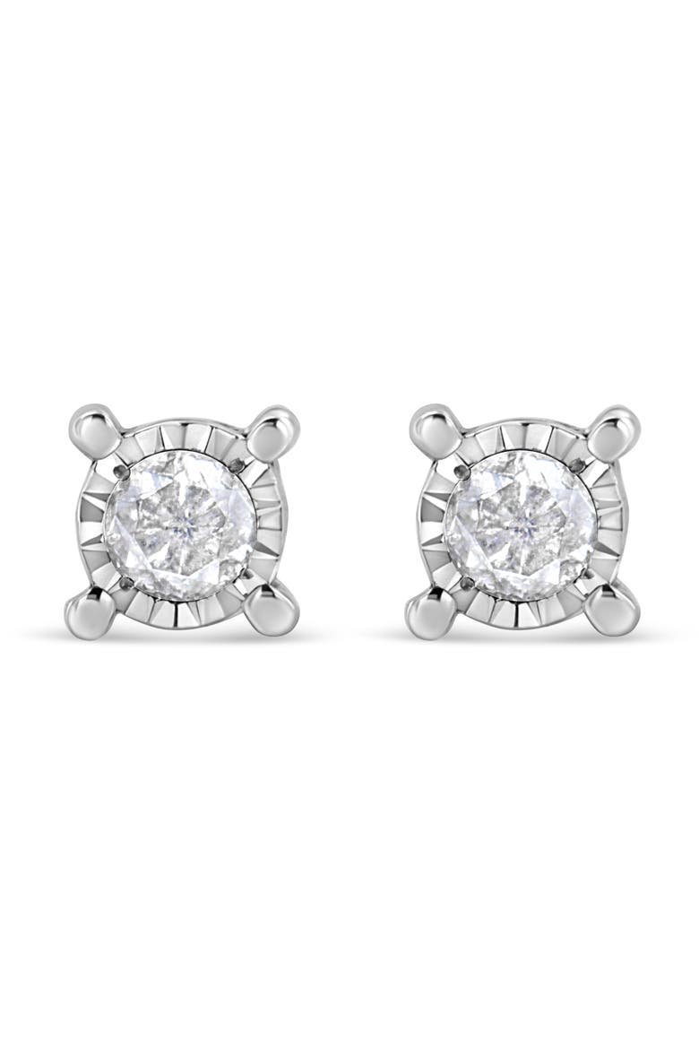 Silver 1.0 Ct Diamond Miracle- Solitaire Stud Earrings, Main, color, White