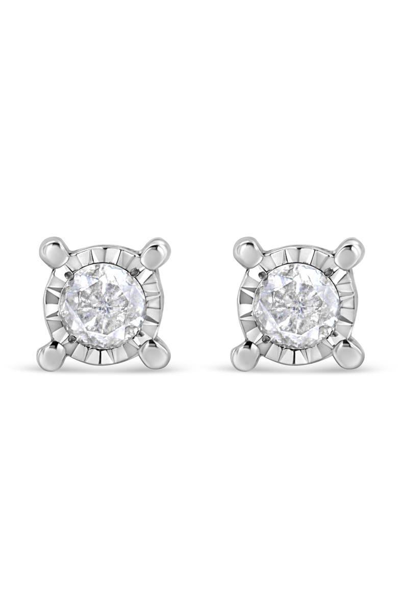 Haus of Brilliance Silver 1.0 Ct Diamond Miracle- Solitaire Stud Earrings, Main, color, White