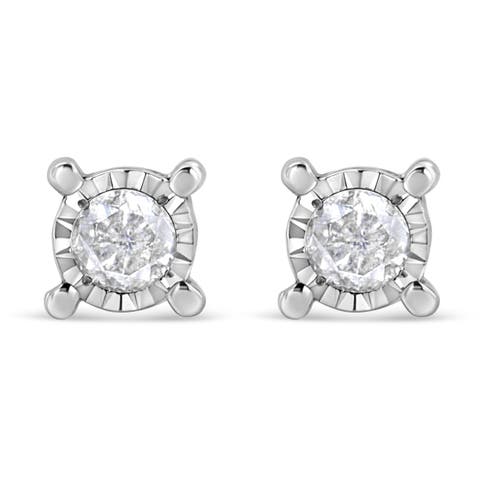 Silver 1.0 Ct Diamond Miracle- Solitaire Stud Earrings