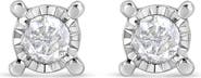 Haus of Brilliance Silver 1.0 Ct Diamond Miracle- Solitaire Stud Earrings