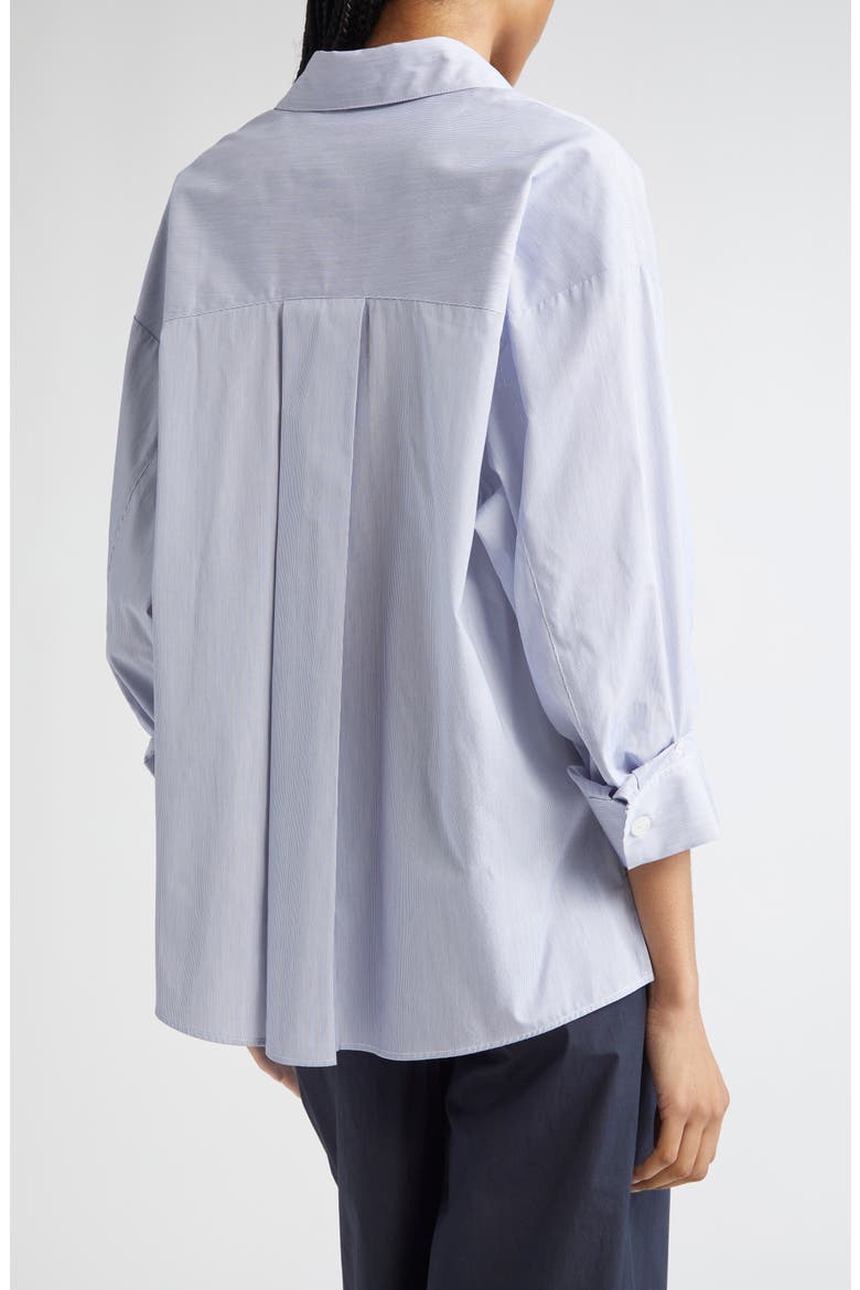 New Earl Pinstripe Button-Up Shirt, Alternate, color, WHITE / BLUE