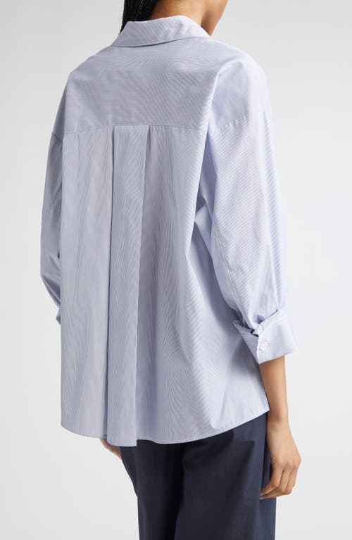 Twp New Earl Pinstripe Button-up Shirt In Blue