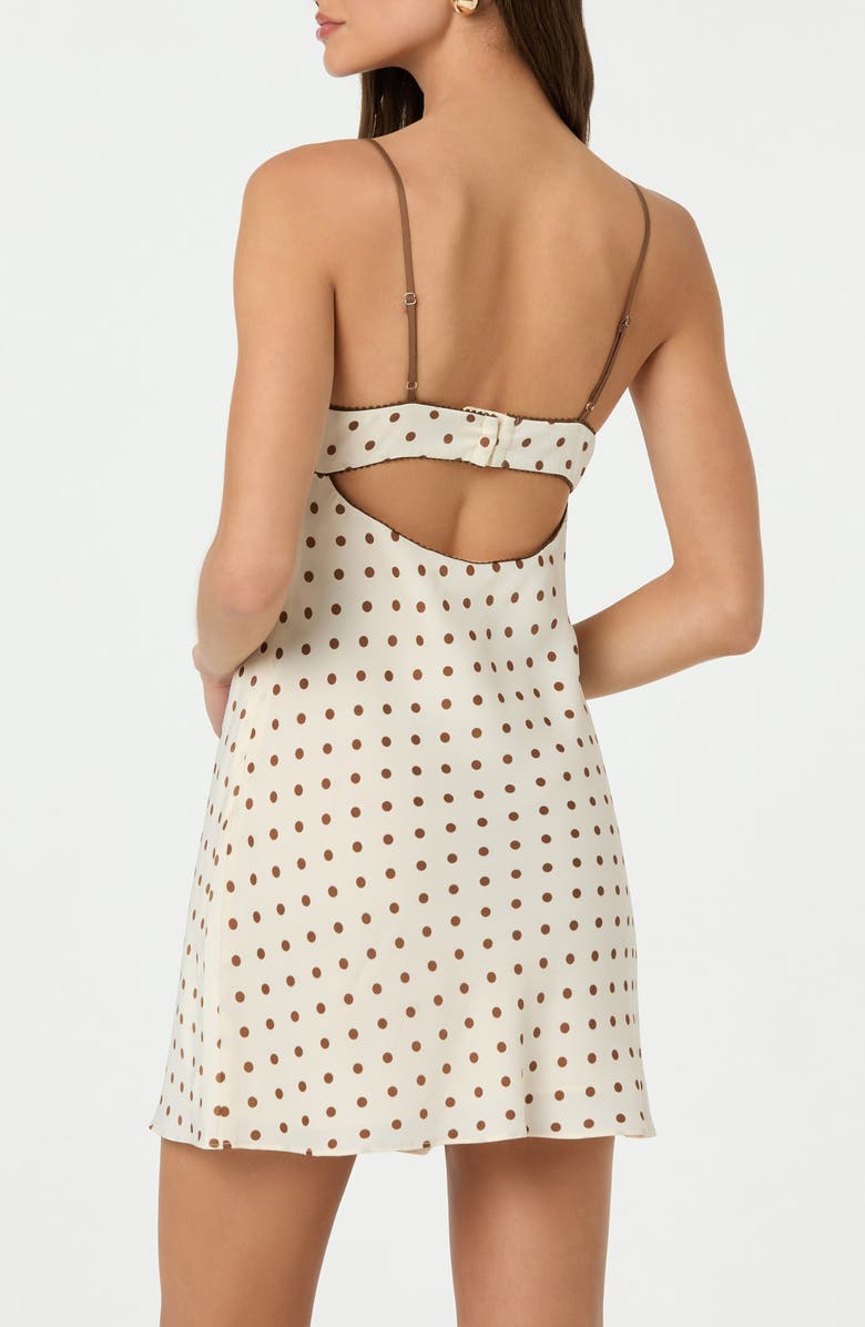 Satin Bow Trim Polka Dot Minidress