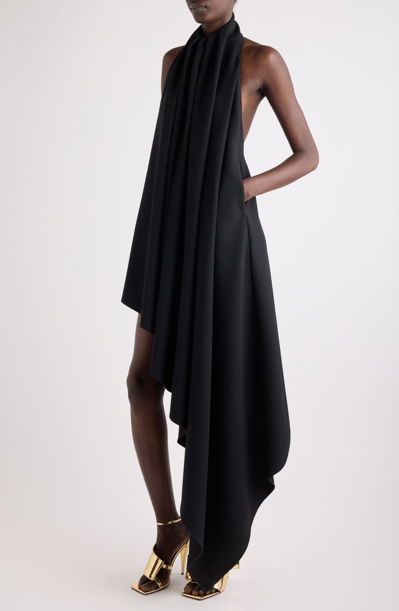 Givenchy Wool Asymmetric Halter Dress, Alternate, color, Black
