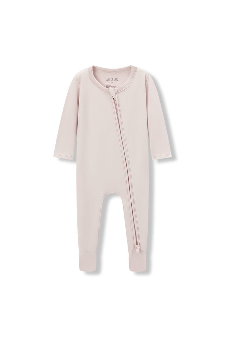 Luxe Solid Zipper Footed Romper, Main, color, Sepia Rose