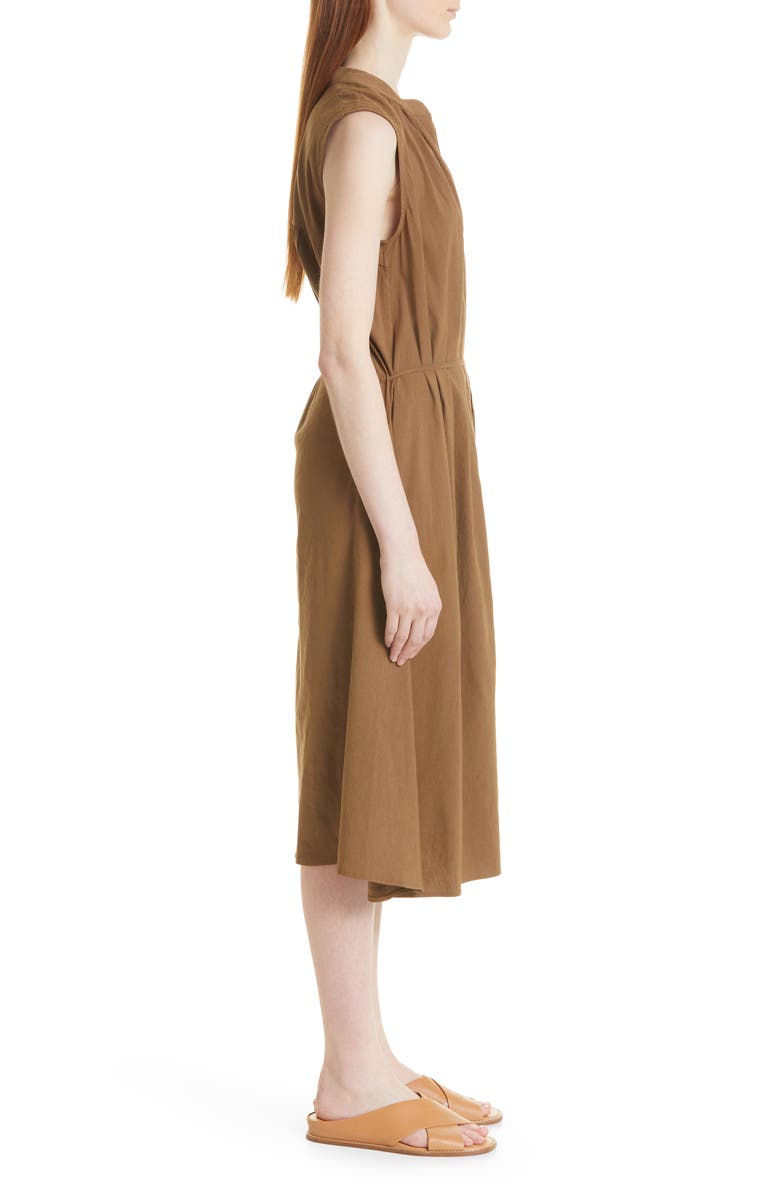 Vince Shirred Linen Blend Dress, Alternate, color, Cottonwood