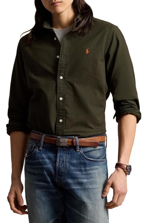 Solid Cotton Oxford Button-Down Shirt