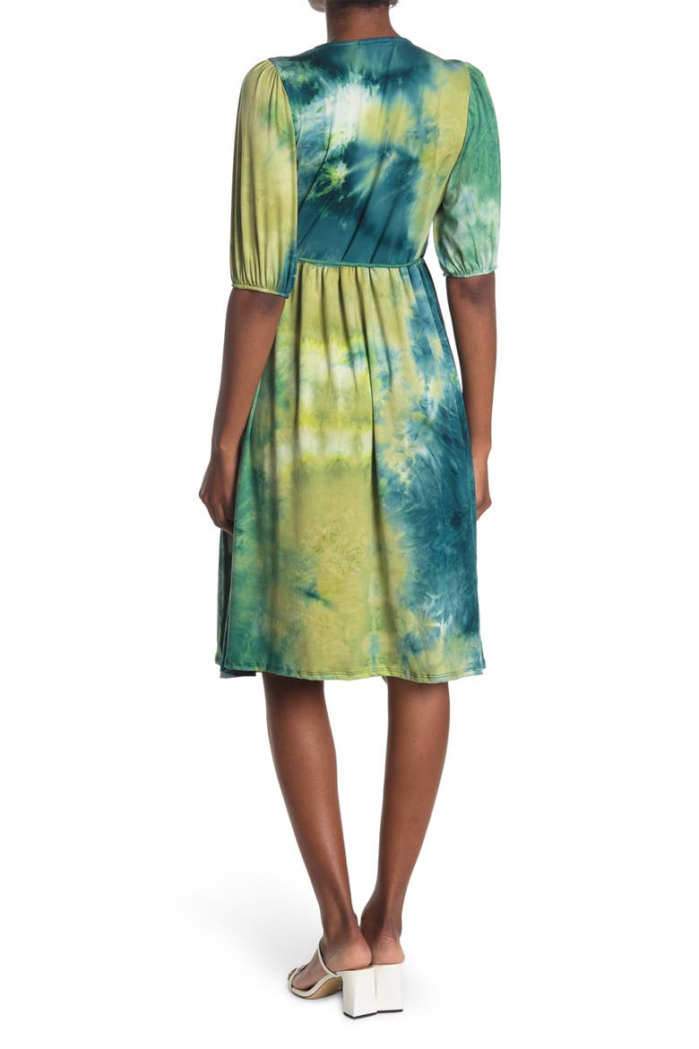 Tie-Dye Puff Sleeve Wrap Dress, Alternate, color, TYE DYE