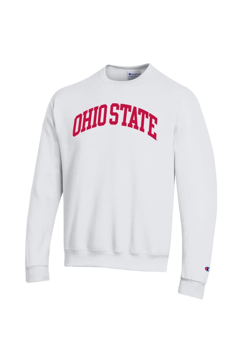 Men's Champion  White Ohio State Buckeyes Basic Arch Fleece Pullover Sweatshirt, Alternate, color, White