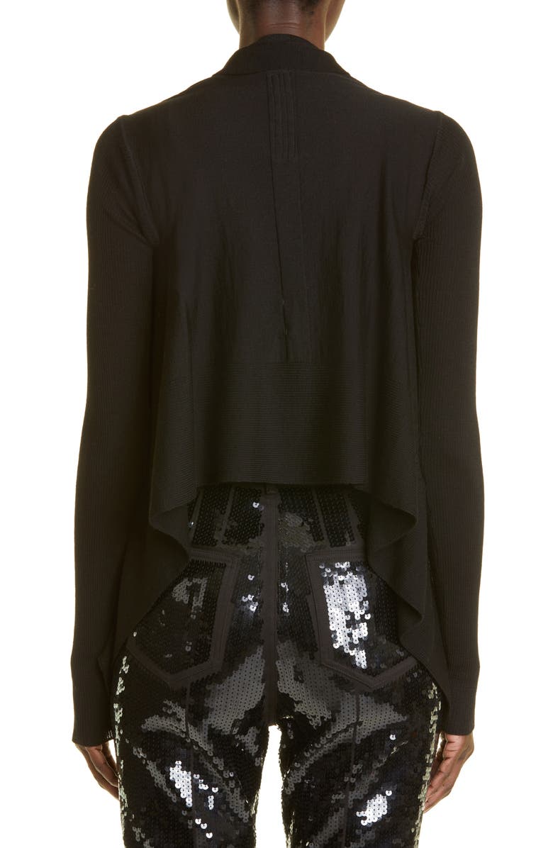 Rick Owens Open Front Waterfall Wool Cardigan, Alternate, color,
