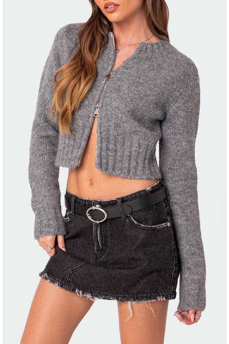 Jillian Two-Way Zip Cardigan, Main, color, DARK-GRAY-MELANGE