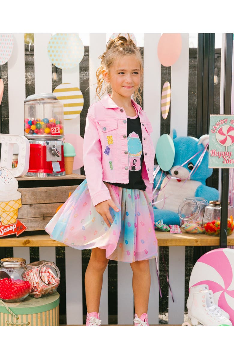 Deux par Deux Girl's Printed Mesh Skirt Multicolored Gummies, Alternate, color,