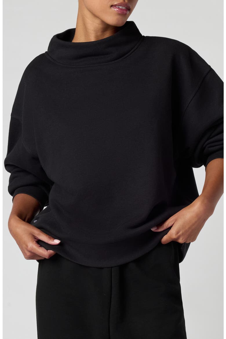Mock Neck Sweatshirt, Main, color, BLACK