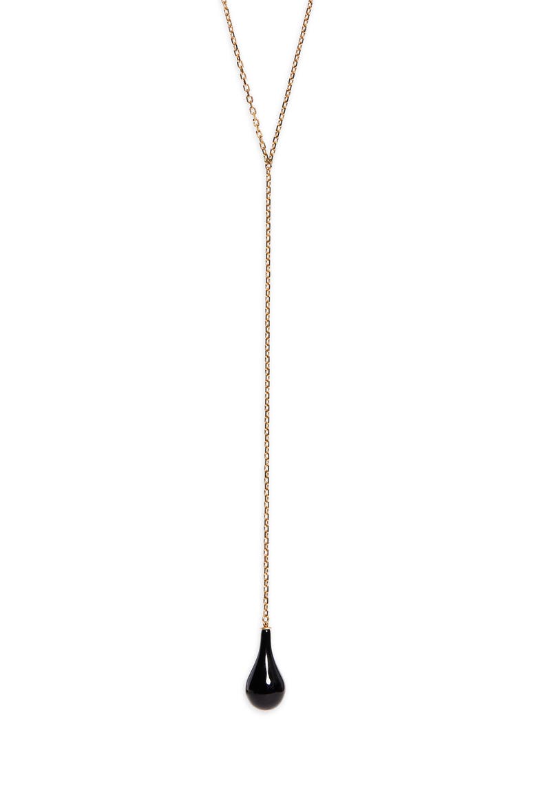 Onyx Drop Y-Necklace, Main, color, BLACK/ GOLD