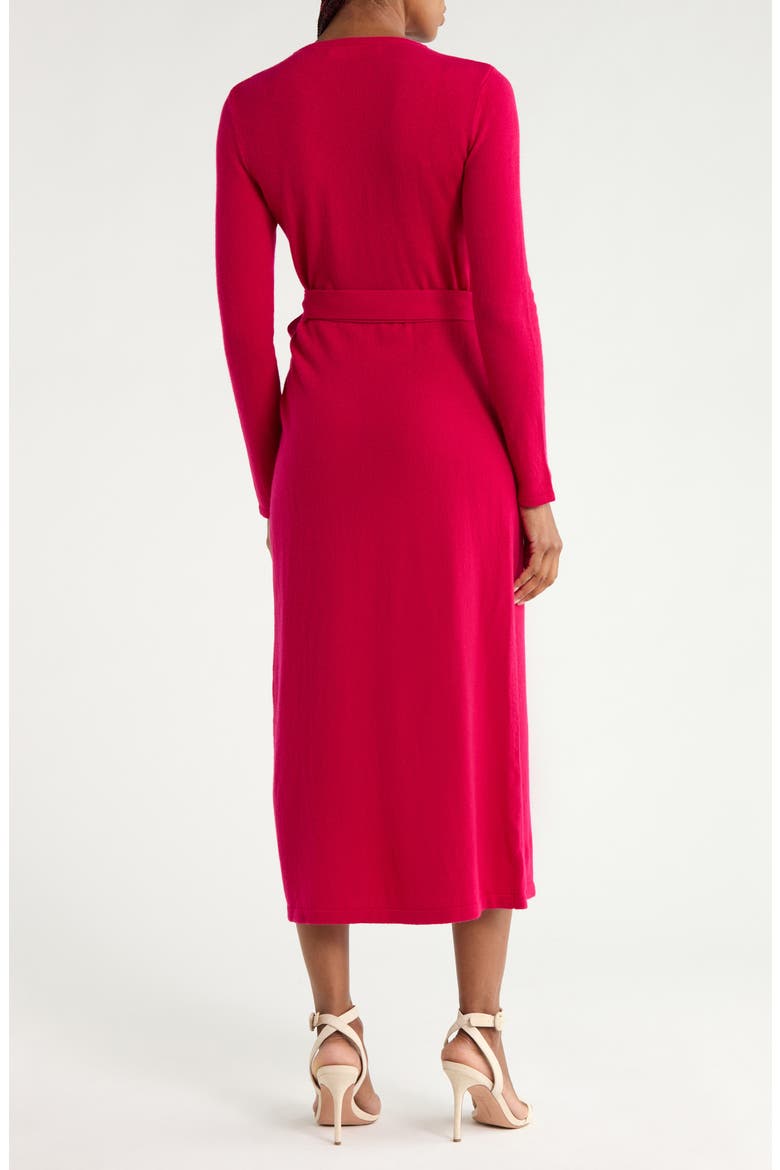 Astrid Long Sleeve Wool & Cashmere Wrap Sweater Dress, Alternate, color, BEET PINK