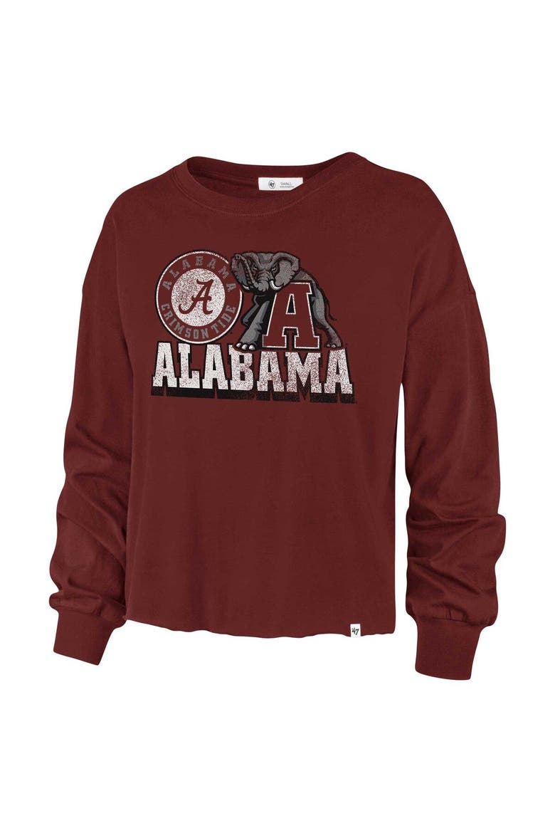 Women's '47 Crimson Alabama Crimson Tide Bottom Line Parkway Long Sleeve High Waist T-Shirt, Alternate, color, Crimson
