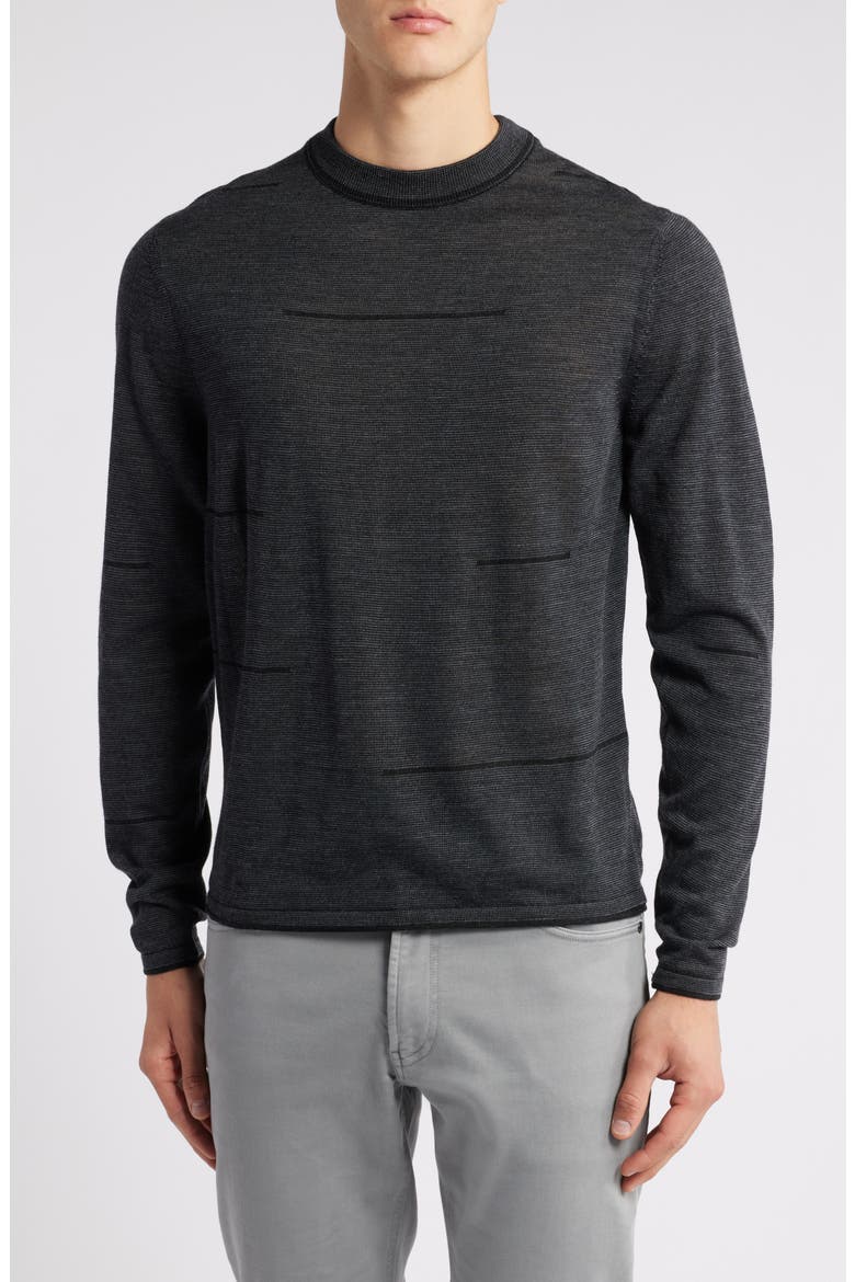 Albany Broken Stripe Wool Crewneck Sweater, Main, color, GREY