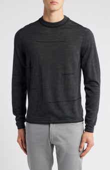 Robert Barakett Albany Broken Stripe Wool Crewneck Sweater