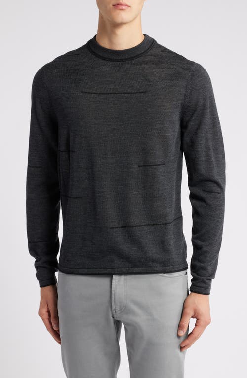 Robert Barakett Albany Broken Stripe Wool Crewneck Sweater in Grey  product
