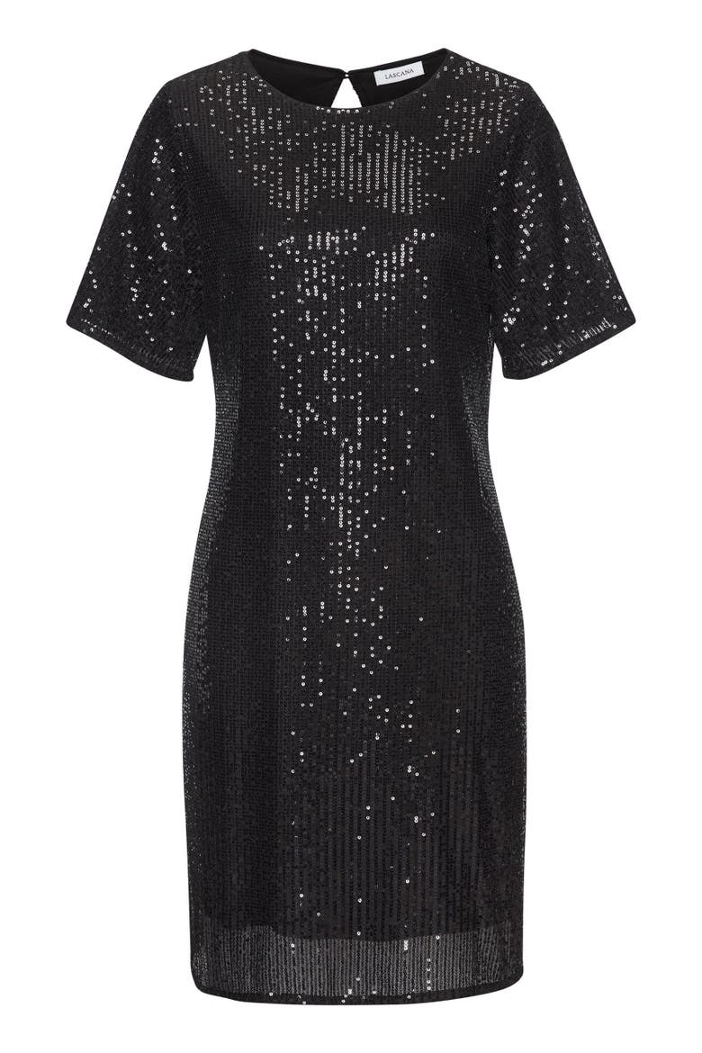 Sequin T-Shirt Dress, Alternate, color, Black