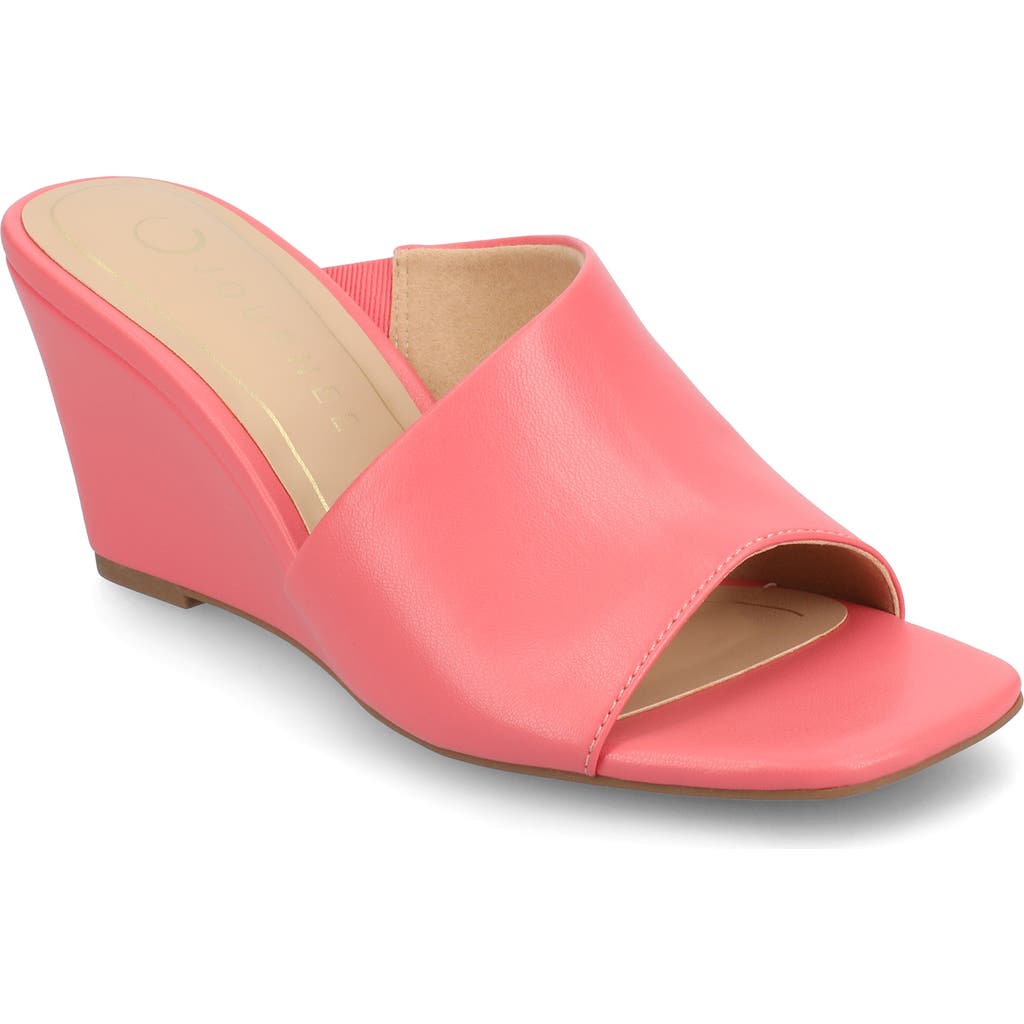 Journee Collection Women's Clementine D'orsay Slip-on Wedge Sandals In Coral