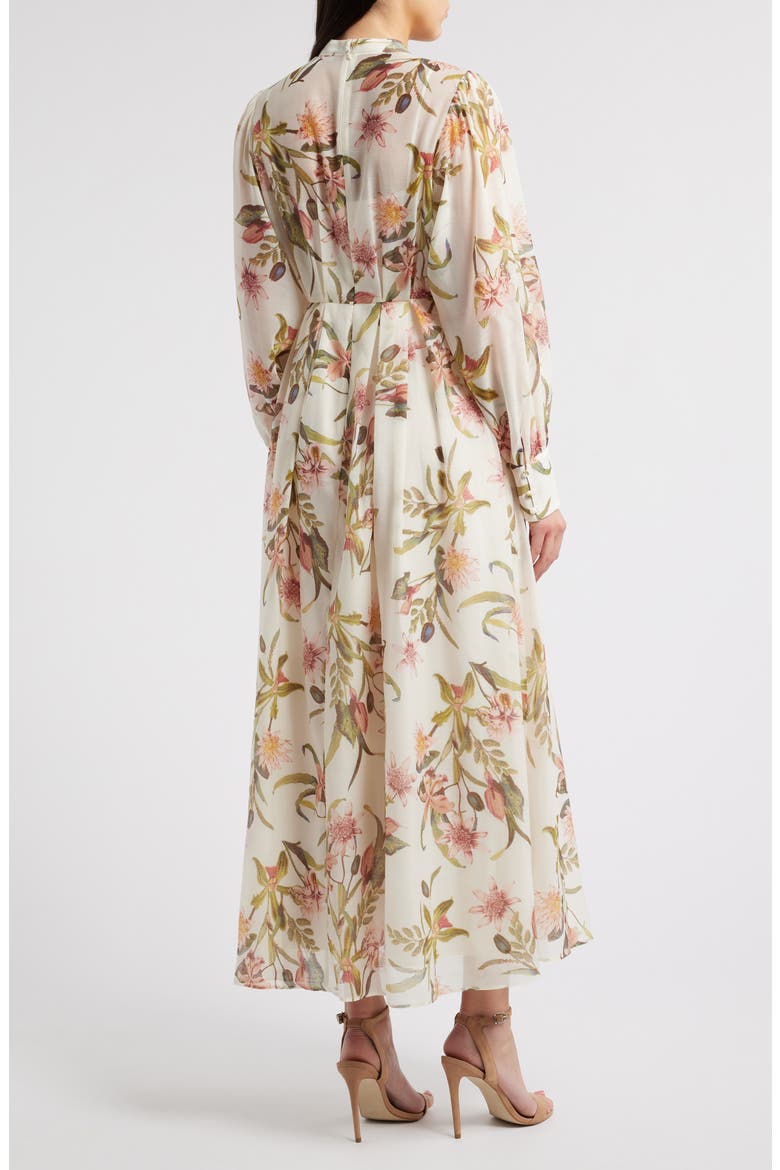 Floral Long Sleeve Maxi Dress, Alternate, color, IVORY- PINK BOHEM BOTANICAL