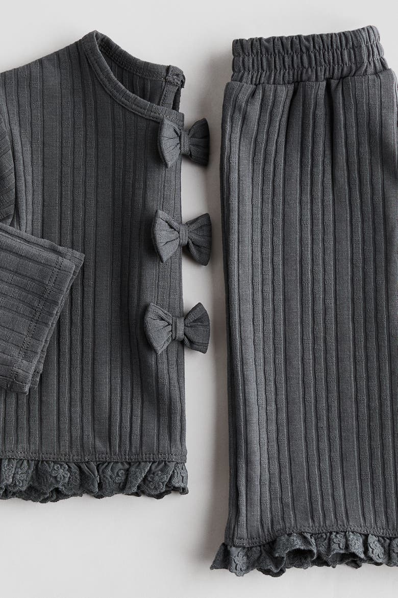 2-piece Knitted Bow-detail Set, Alternate, color, Gray