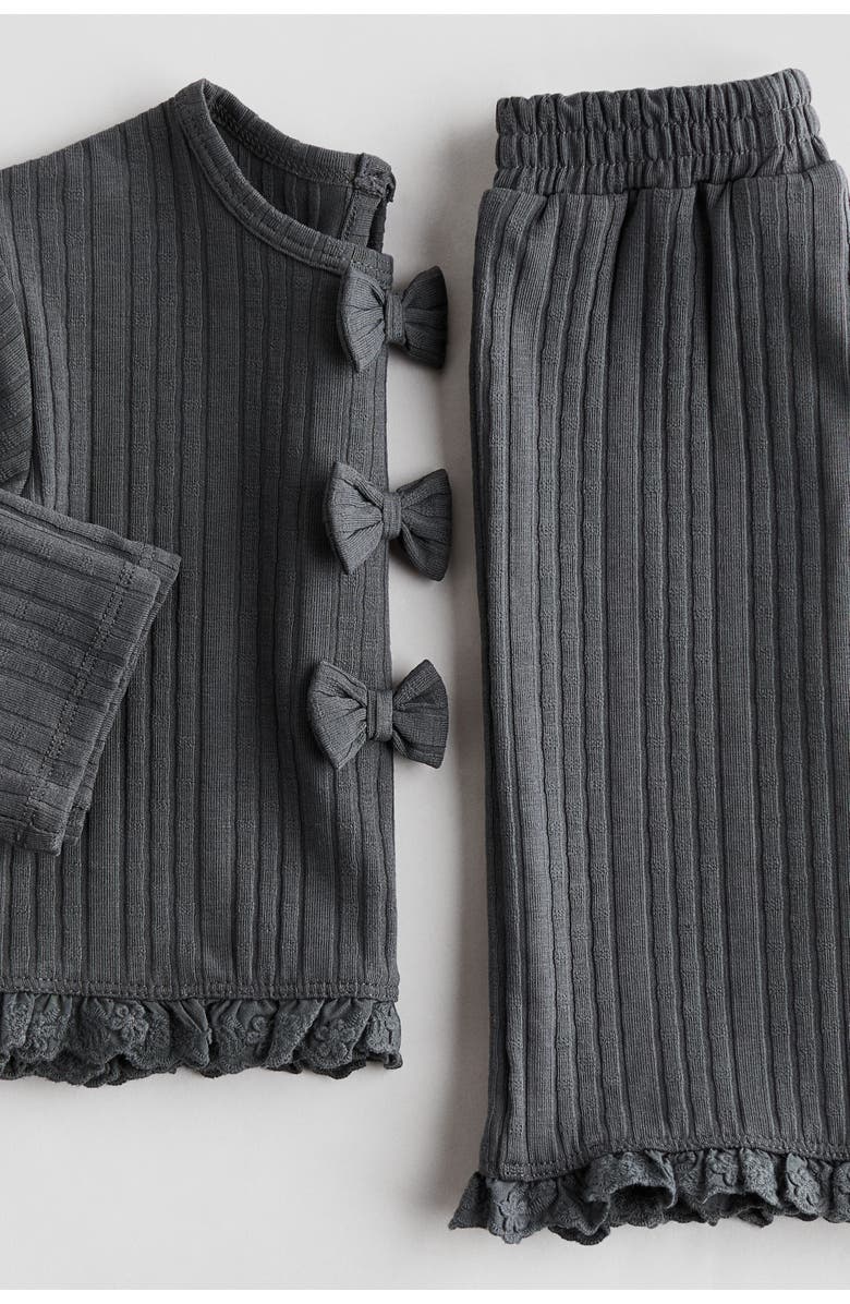 H&M 2-piece knit bow-detail set, Alternate, color, Gray