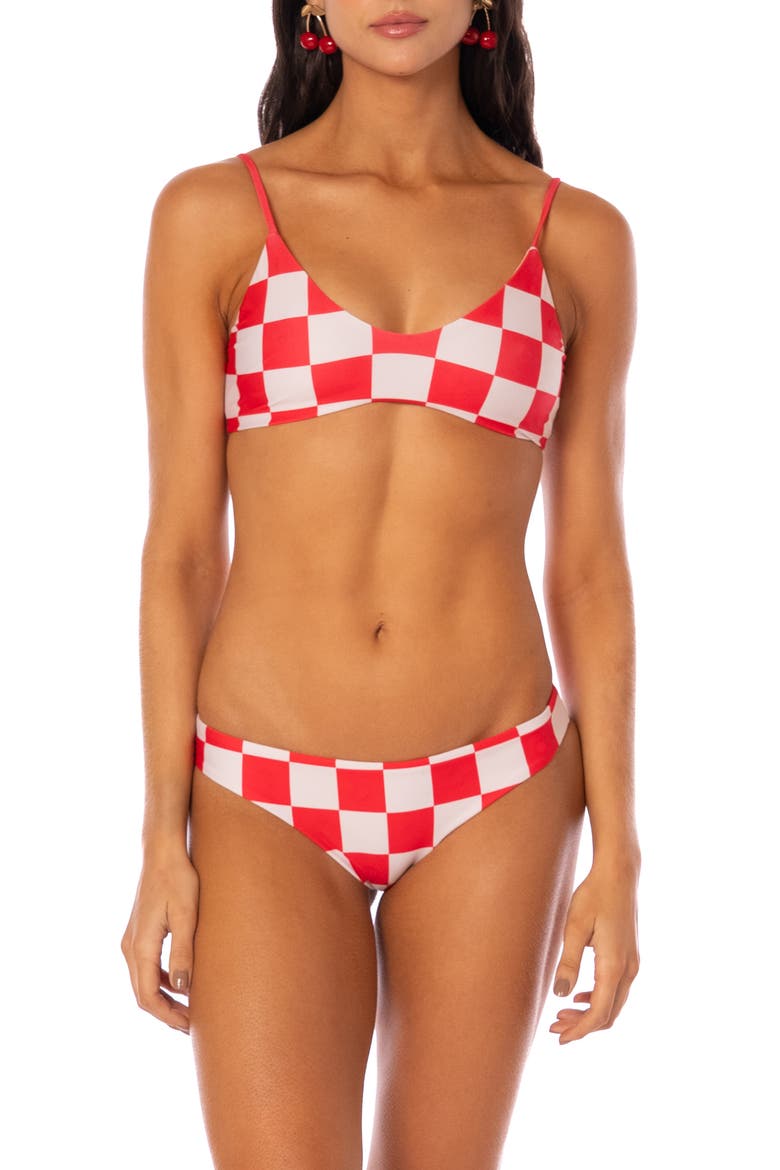 Cherry Checker Liberties Reversible Bikini Top, Alternate, color, WHITE