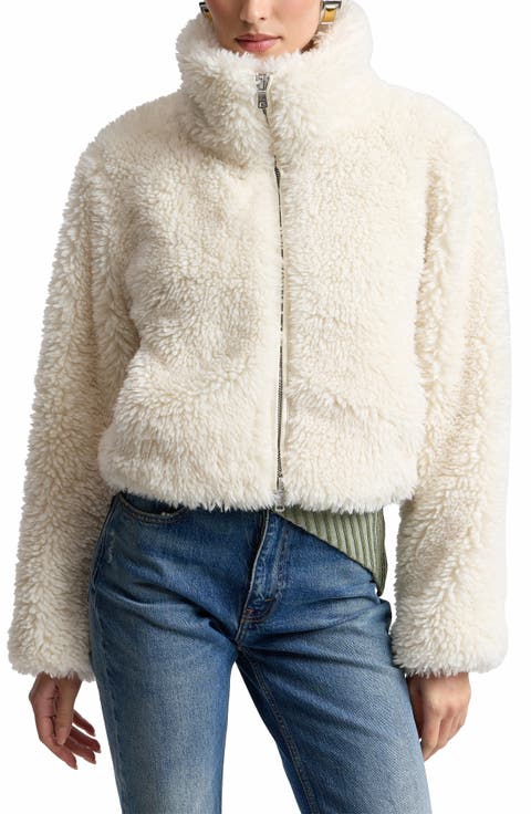 Crop Faux Shearling Zip Jacket